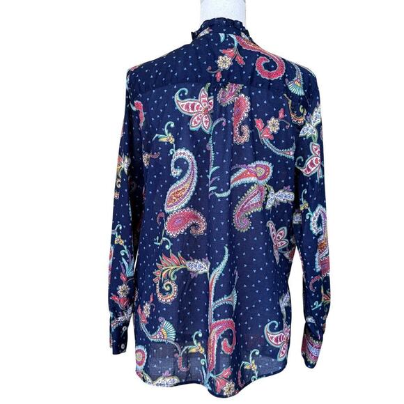 Talbots Plus blue paisley tunic, X, bohemian, vintage inspired, soft romantic - Picture 3 of 6